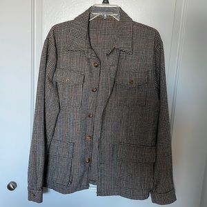 Houndstooth plaid four pocket Shacket/over shirt